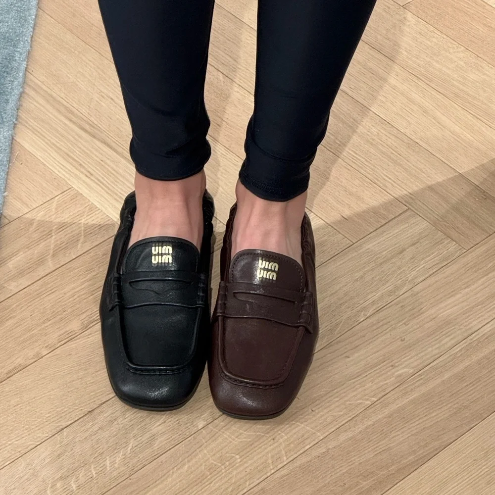 Miu Miu Loafer Brown Ruches nappa leather loafers size 37 boat shoe - Picture 4 of 10